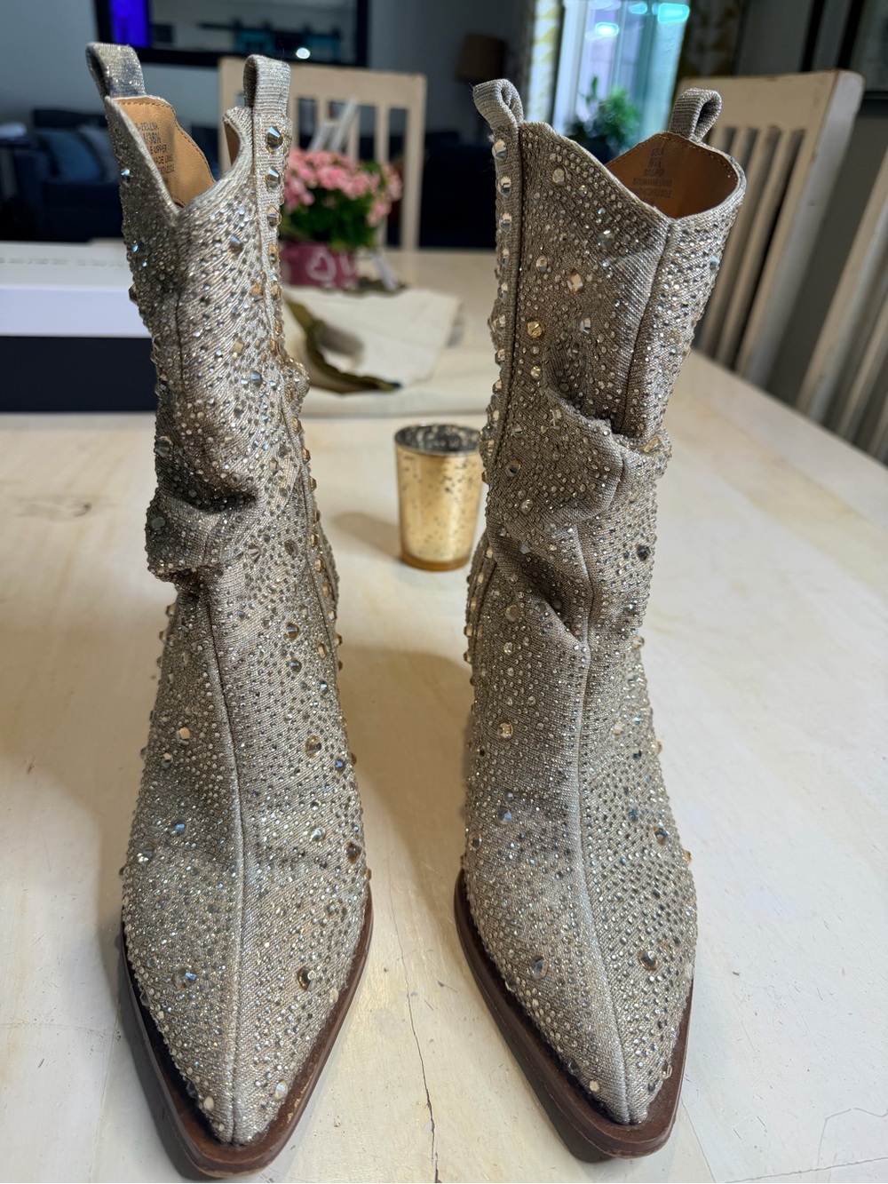 Embellished Gold Jessica Simpson Western Boots - Picture 3 of 8
